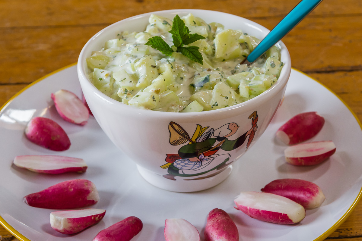 Photo d'apéro, crudités, légère, facile, légumes, été, concombre, radis, bio, végétarienne, végétarien, léger, healthy de recette de Kilomètre-0, blog de cuisine réalisée à partir de produits de saison et issus de circuits courts
