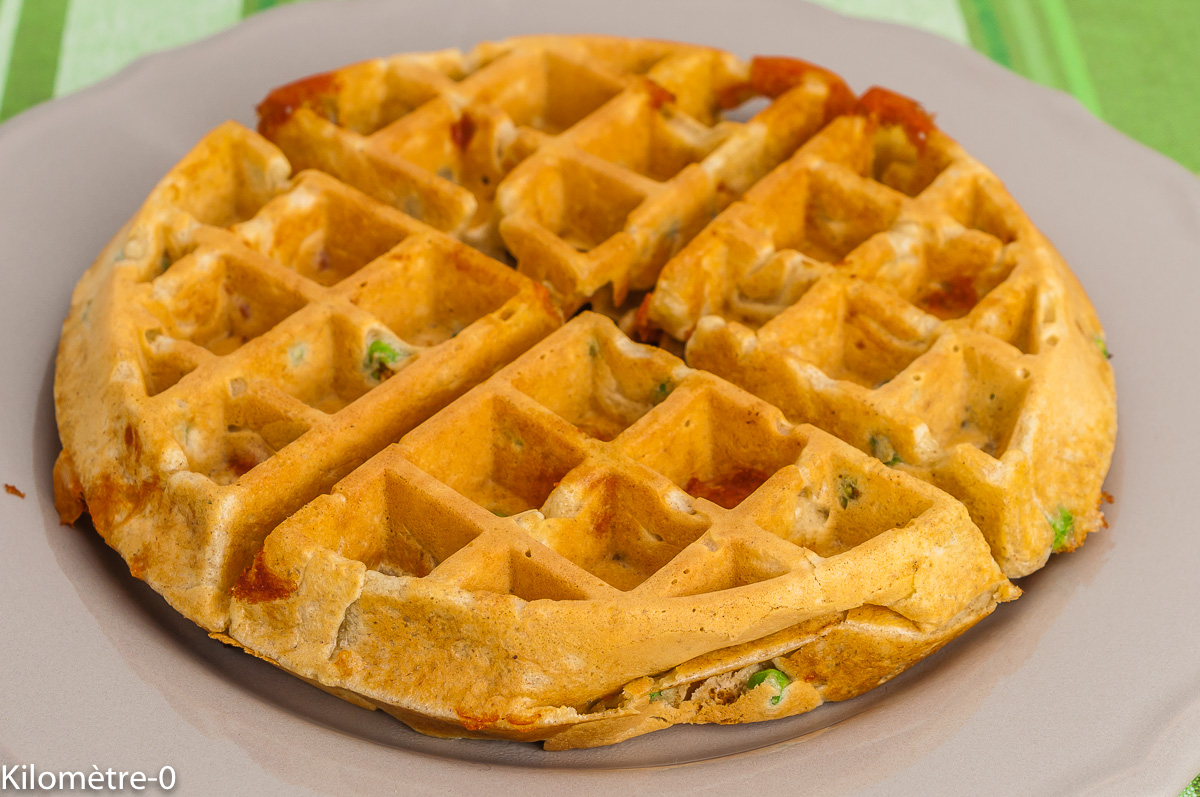 Photo de recette de gaufres faciles, rapide, comté, fromage, jambon, légumes, apéro healthy, bio de Kilomètre-0, blog de cuisine réalisée à partir de produits de saison et issus de circuits courts
