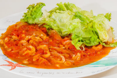 Photo de recette crevettes campagnardes (cuisine mexicaine), crevettes, tomates, healthy, facile, rapide, été, automne, healthy, bio de de Kilomètre-0, blog de cuisine réalisée à partir de produits de saison et issus de circuits courts