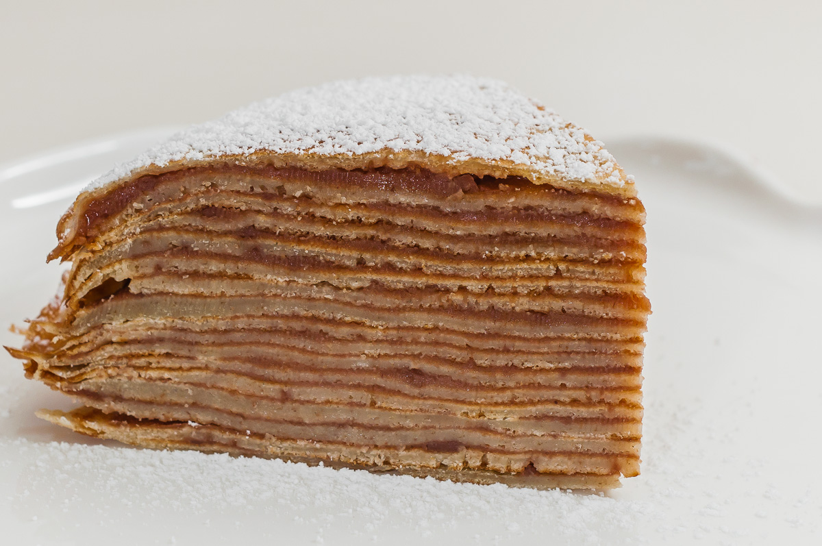 Photo de recette de gâteau de crêpes bio, chataignes, marron, facile de Kilomètre-0, blog de cuisine réalisée à partir de produits de saison et issus de circuits courts