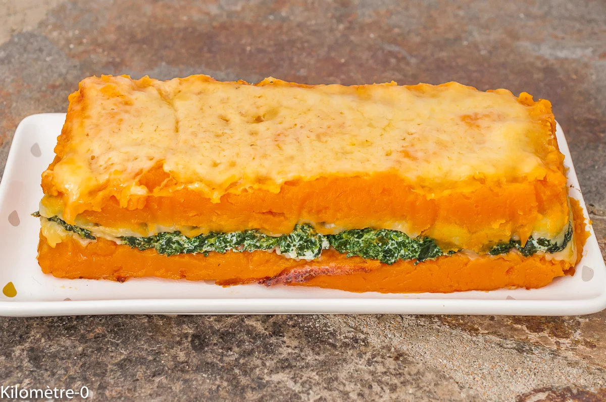 Photo de recette de terrine végétarienne de patate douce et épinards, légumes, bio, automne, hiver, healthy, végétarien, bio, facile, de Kilomètre-0, blog de cuisine réalisée à partir de produits de saison et issus de circuits courts