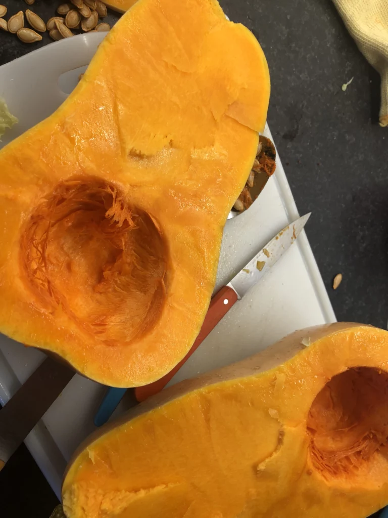 Butternut farcie aux saucisses et marrons - Étape 3