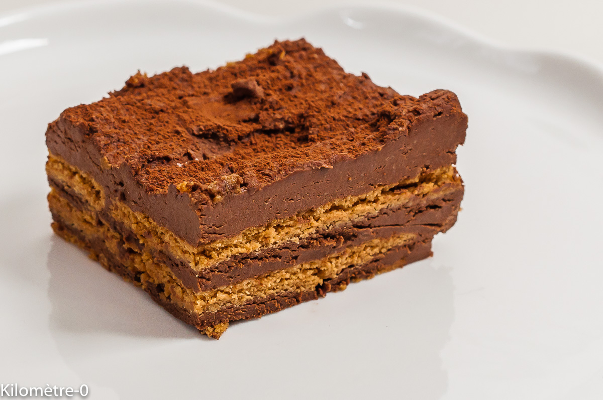 Photo de recette de millefeuilles spéculoos, chocolat, facile, sans cuisson, ricotta, rapide, Kilomètre-0, blog de cuisine réalisée à partir de produits de saison et issus de circuits courts