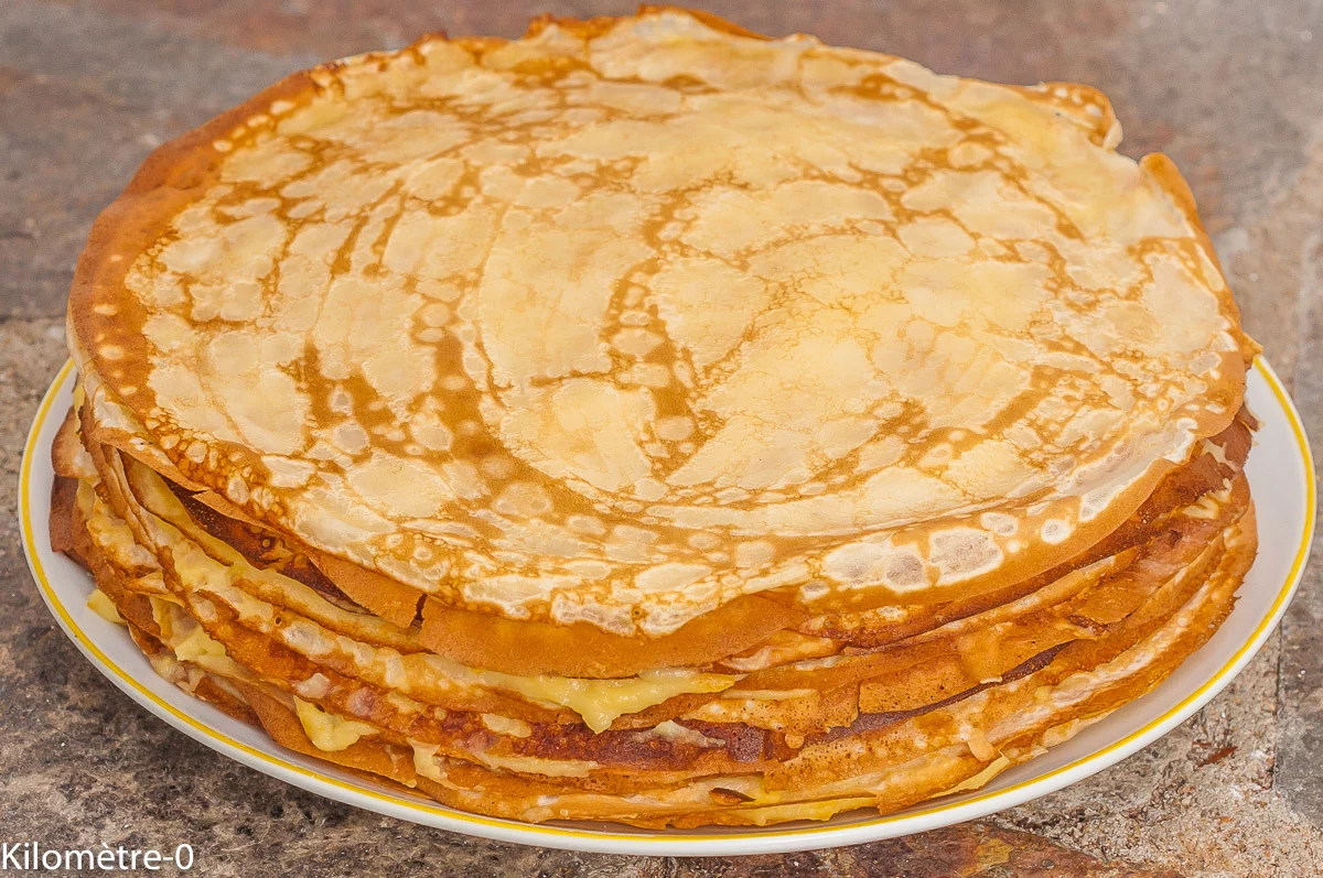 Photo de recette de gâteau de crêpes, mandarine, crème, fourrée, agrumes, facile; bio de Kilomètre-0, blog de cuisine réalisée à partir de produits de saison et issus de circuits courts