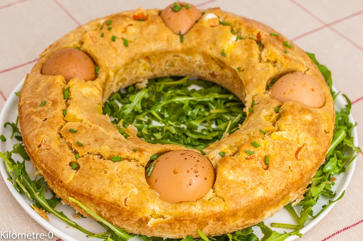Photo de recette de gâteau salé, cake, salé, végétarien, Pâques, oeuf, carottes, facile, heathy, oeuf dur, Kilomètre-0, blog de cuisine réalisée à partir de produits de saison et issus de circuits courts