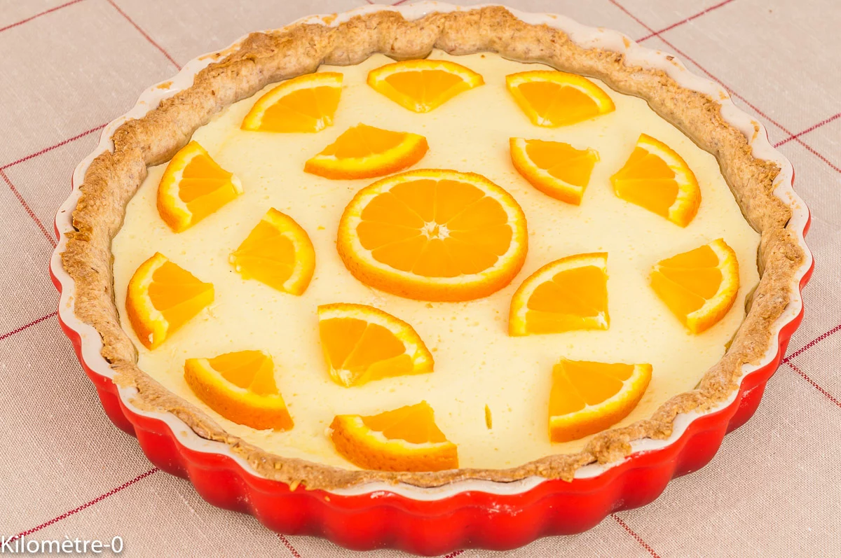 Photo de recette de dessert, tarte, gâteau, amandes, orange, agrumes, fruits, fromage blanc, skyr, Kilomètre-0, blog de cuisine réalisée à partir de produits de saison et issus de circuits courts