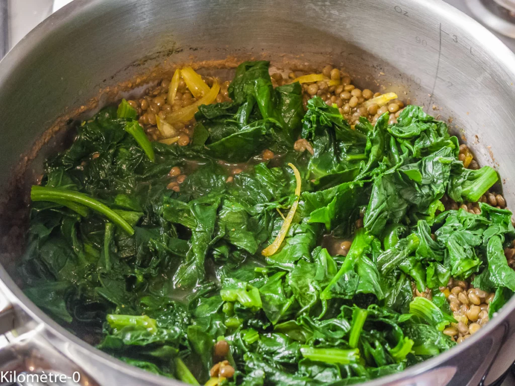 Lentilles et épinards aux pâtes - Étape 8