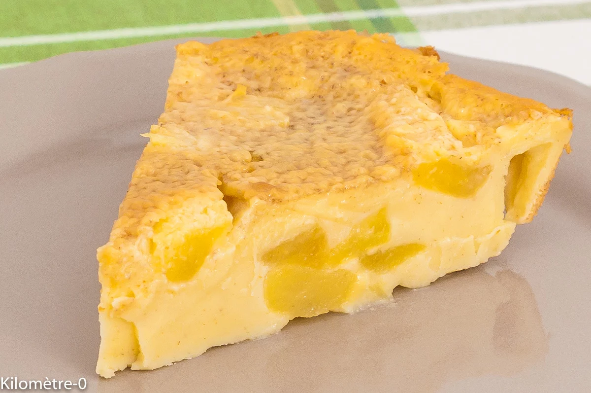 Photo de recette de Flan aux pommes, fruits, automne, hiver, printemps, laitage, facile, rapide, léger, healthy, dessert, gâteau, bio de Kilomètre-0, blog de cuisine réalisée à partir de produits de saison et issus de circuits courts