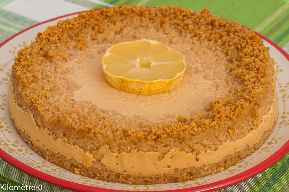 Photo de recette de Key lime pie, gâteau, dessert, lait concentré, citron, flan, facile, spéculoos, rapide, Kilomètre-0, blog de cuisine réalisée à partir de produits de saison et issus de circuits courts