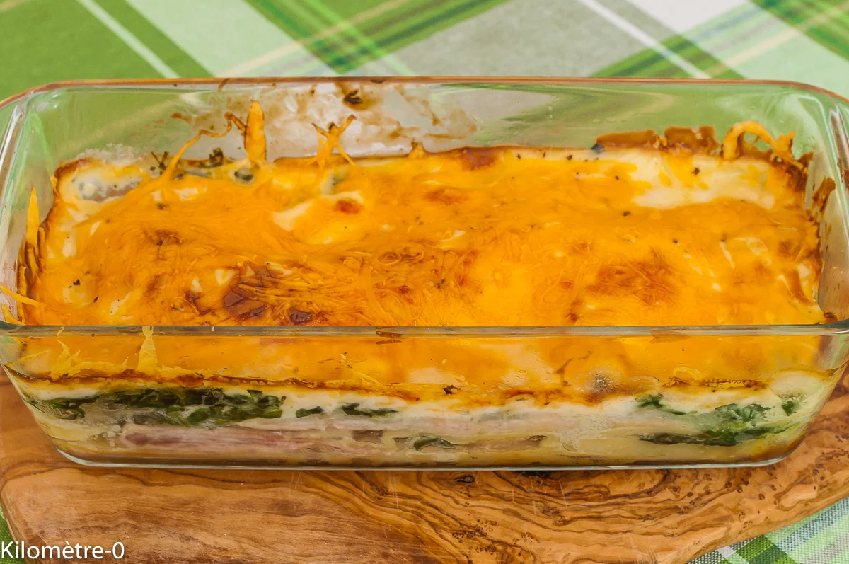 Photo de recette de lasagnes aux épinards, facile, italienne, jambon, béchamel, bio de Kilomètre-0, blog de cuisine réalisée à partir de produits de saison et issus de circuits courts