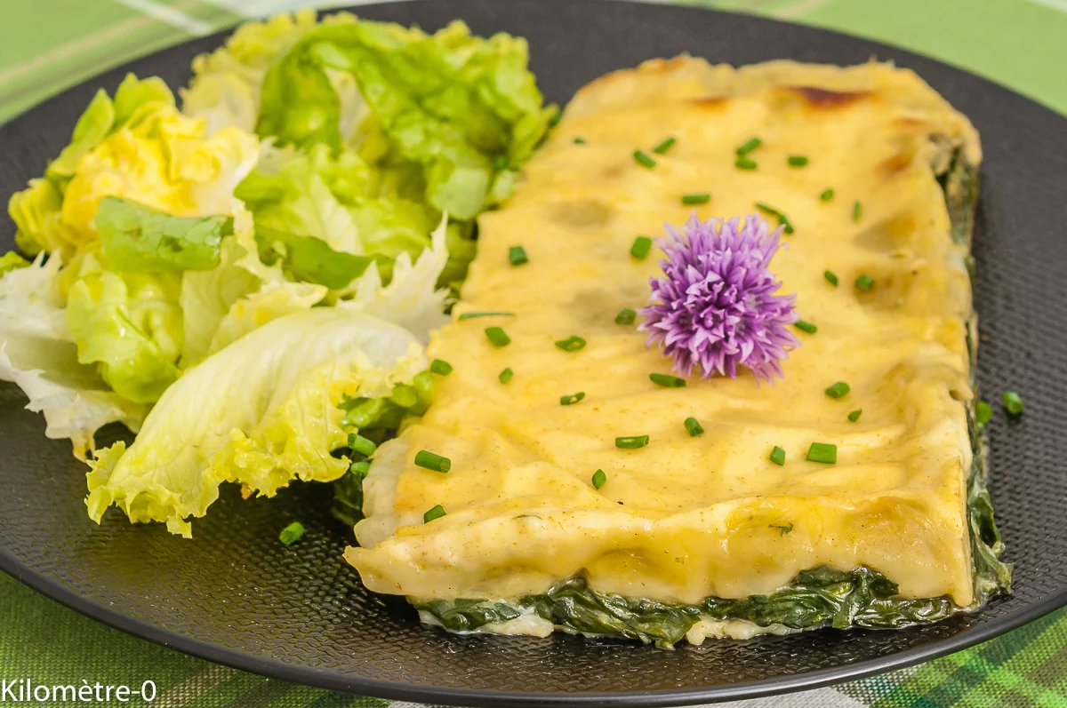 Photo de recette de gratin de ravioles, épinards, facile, végétarienne, healthy, Kilomètre-0, blog de cuisine réalisée à partir de produits de saison et issus de circuits courts