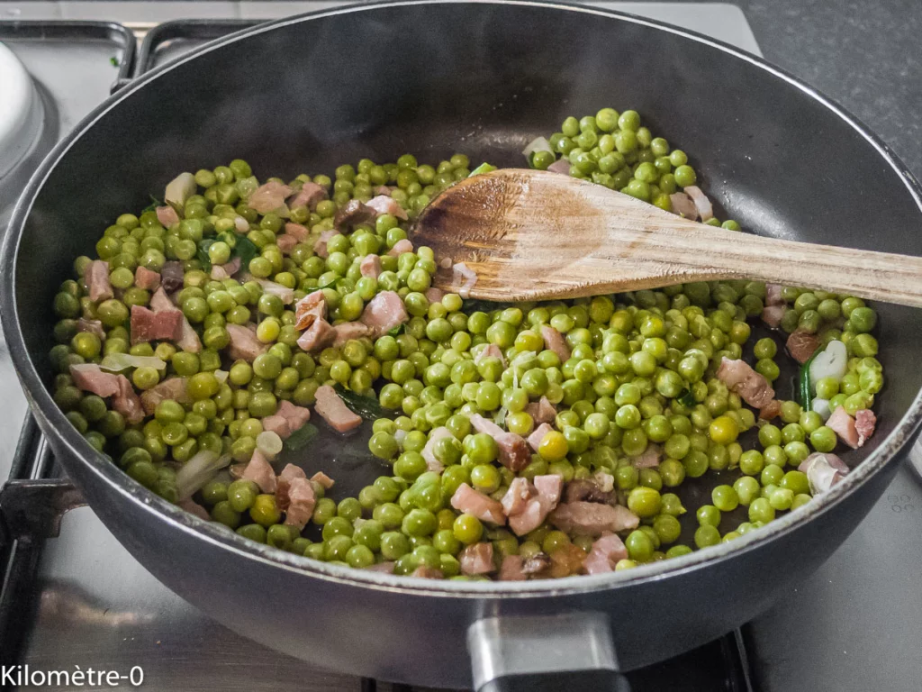 Pâtes aux petits pois et aux lardons - Étape 6