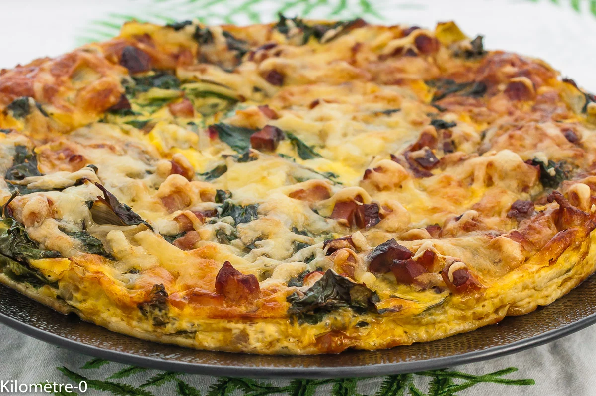 Photo de recette de Clafoutis aux blettes, légumes, lardons, printemps, automne, healthy, bio, clafoutis salé, Kilomètre-0, blog de cuisine réalisée à partir de produits de saison et issus de circuits courts