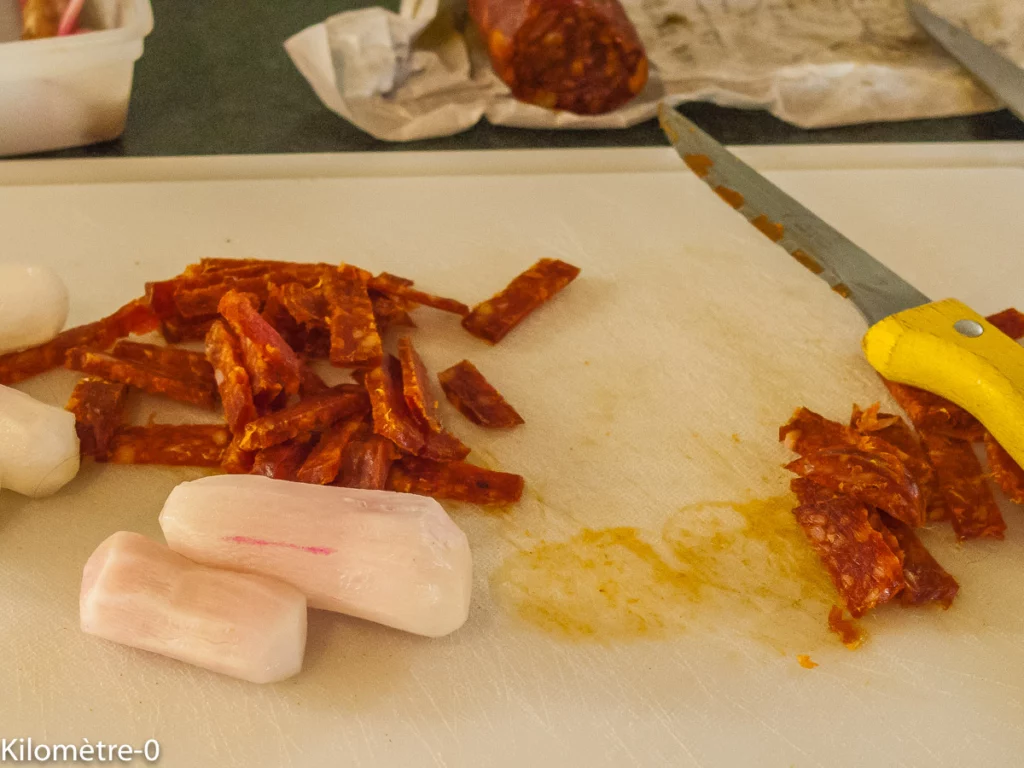 Pâtes aux radis, chorizo et épinards - Étape 2