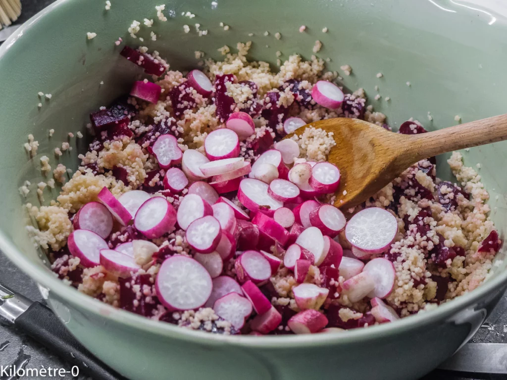 Salade de semoule, confit de canard, betteraves - Étape 5