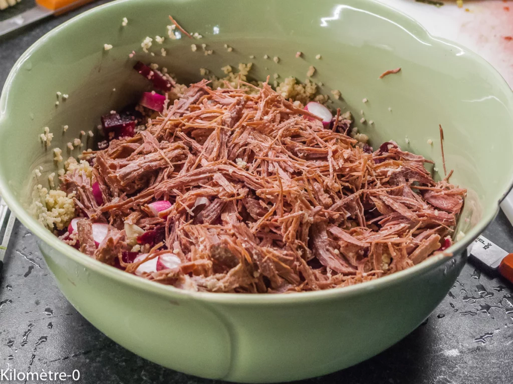 Salade de semoule, confit de canard, betteraves - Étape 7