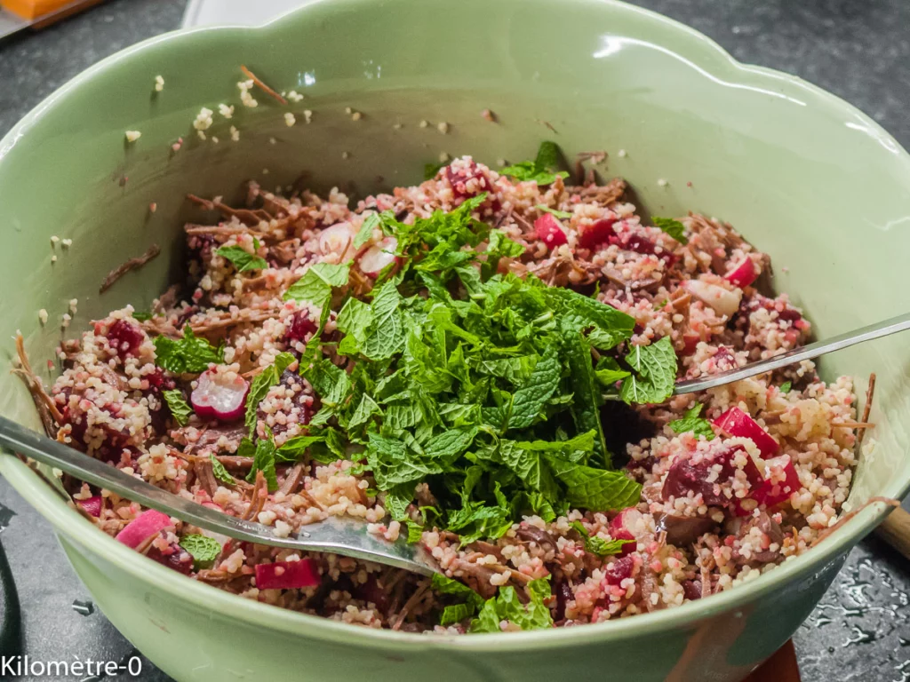 Salade de semoule, confit de canard, betteraves - Étape 9