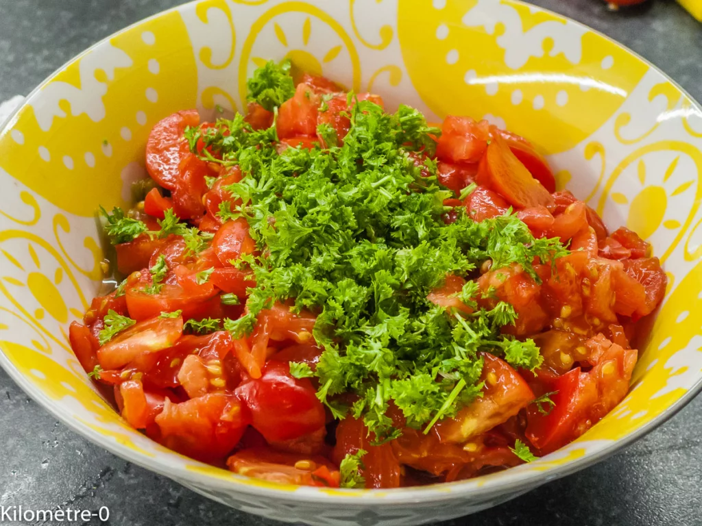 Salade de poivrons grillés et tomates (Maroc) - Étape 4