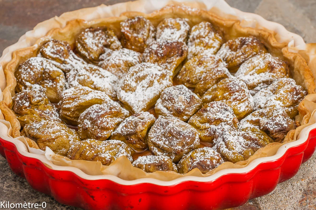 Photo de recette de tarte facile, figues, sucre, bio, rapide, Kilomètre-0, blog de cuisine réalisée à partir de produits de saison et issus de circuits courts