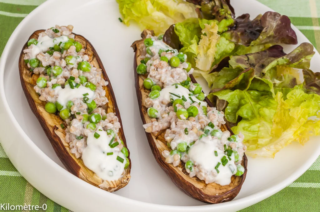 Aubergines farcies aux petits pois, sarrasin et yaourt - Étape 9