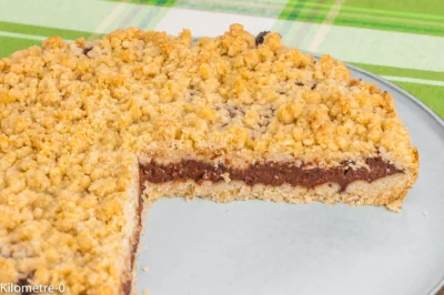 Photo de recette de sbriciolata, chocolat, facile, italienne, Italie, crumble, dessert, gâteau, crème Kilomètre-0, blog de cuisine réalisée à partir de produits de saison et issus de circuits courts