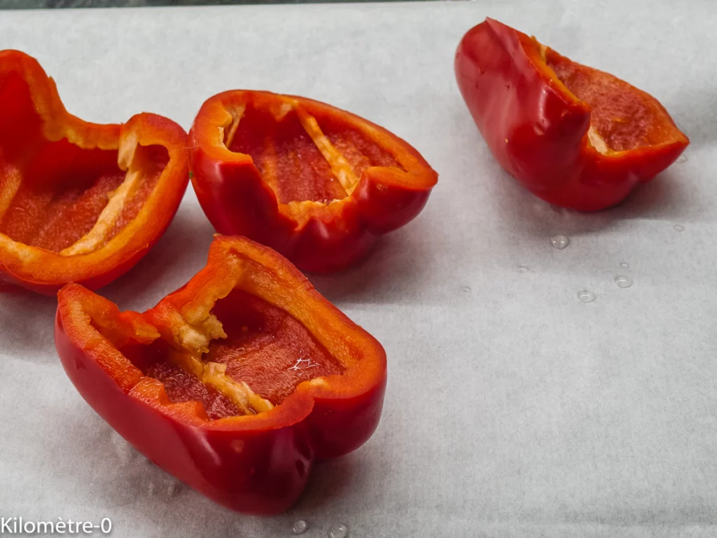 Chipolatas aux poivrons farcis aux cèpes - Étape 1