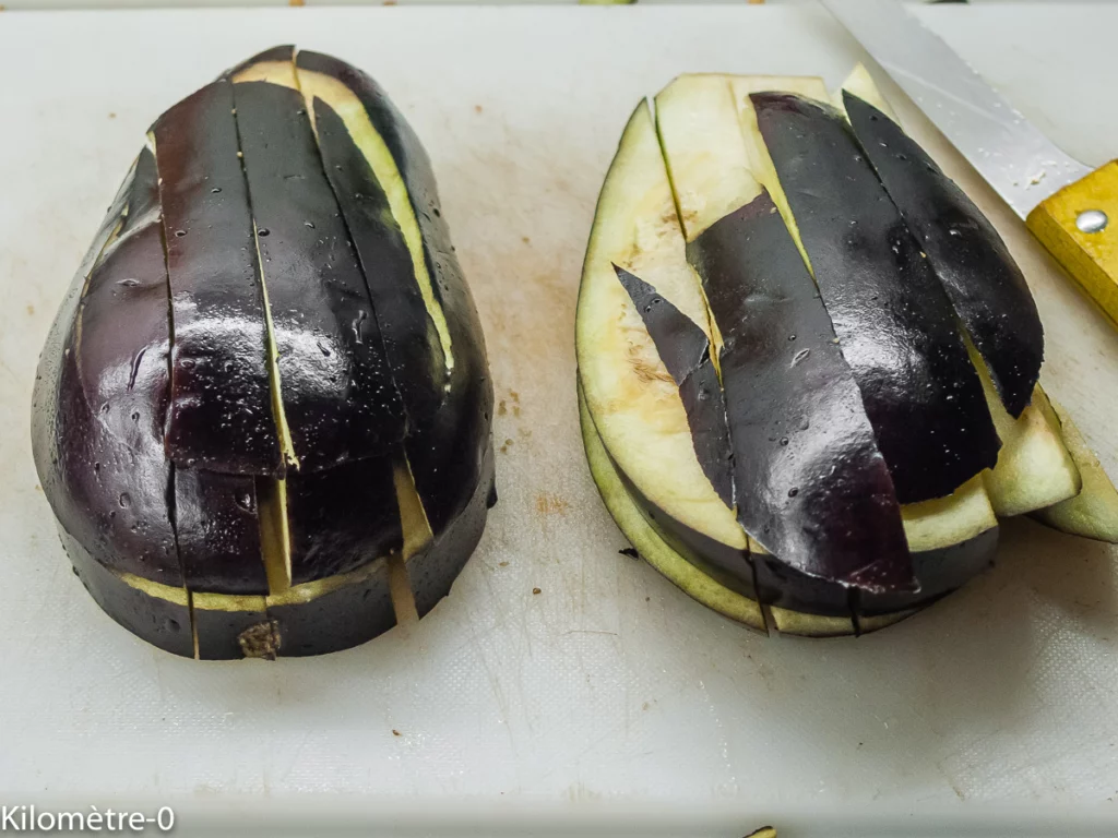 Salade d&rsquo;aubergines aux olives - Étape 1