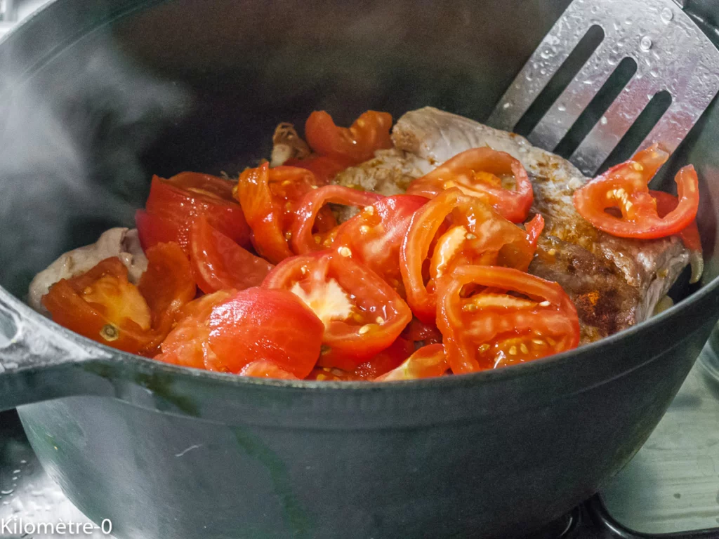 Travers de porc mijoté aux poivrons et aux tomates - Étape 6