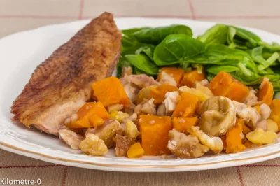 Photo de recette de Kilomètre-0, oie, volailles, patates douces, châtaignes, facile, automne, hiver,  blog de cuisine réalisée à partir de produits de saison et issus de circuits courts