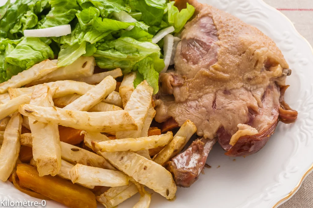 Confit d&rsquo;oie, frites de céleri et patates douces - Étape 9