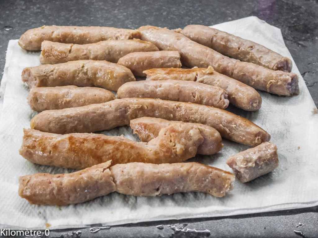 Saucisses confites au chou - Étape 1