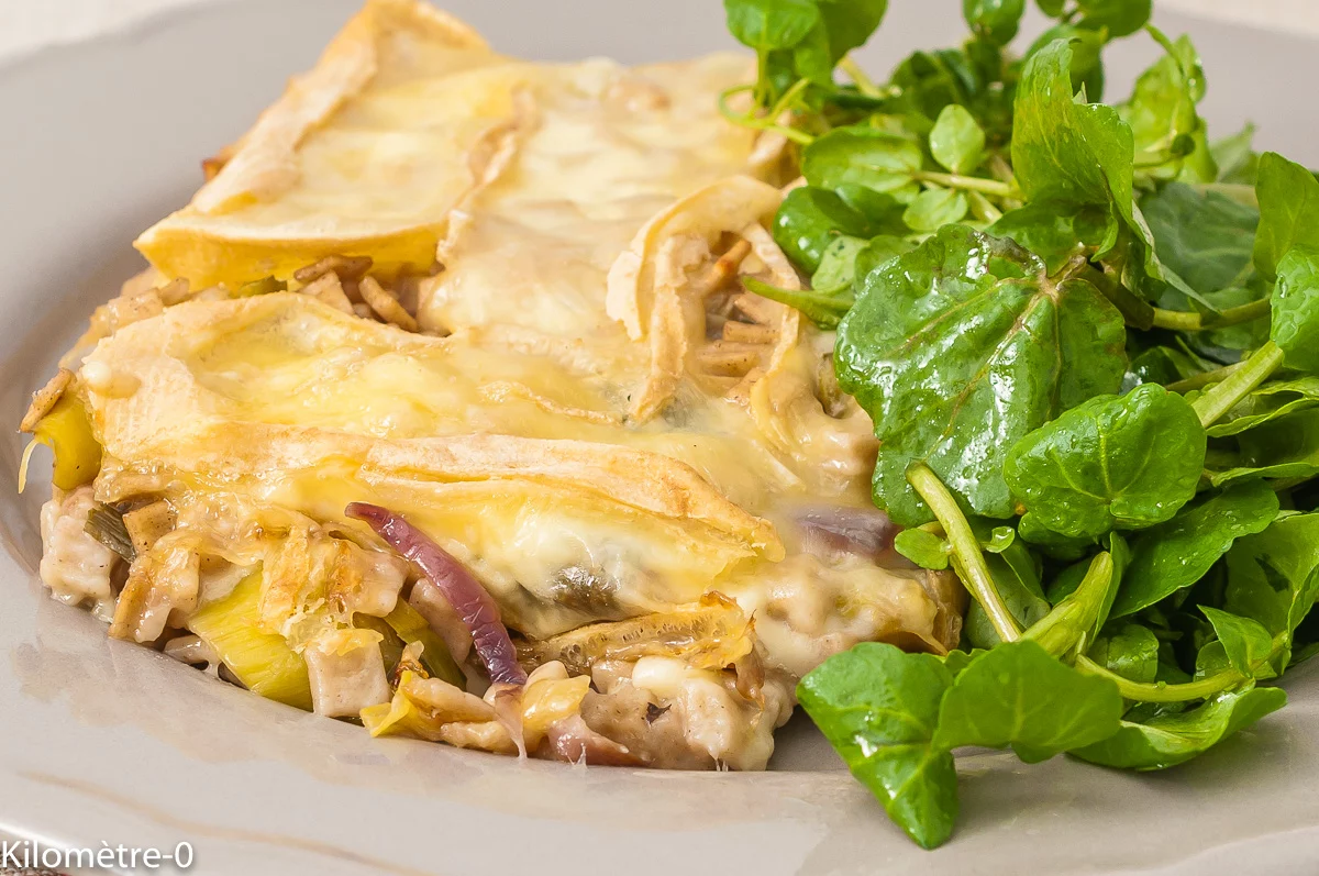 Photo de recette de gratin, crozets, plat unique, automne, hiver, reblochon, poireaux, légumes, facile, Kilomètre-0, blog de cuisine réalisée à partir de produits de saison et issus de circuits courts