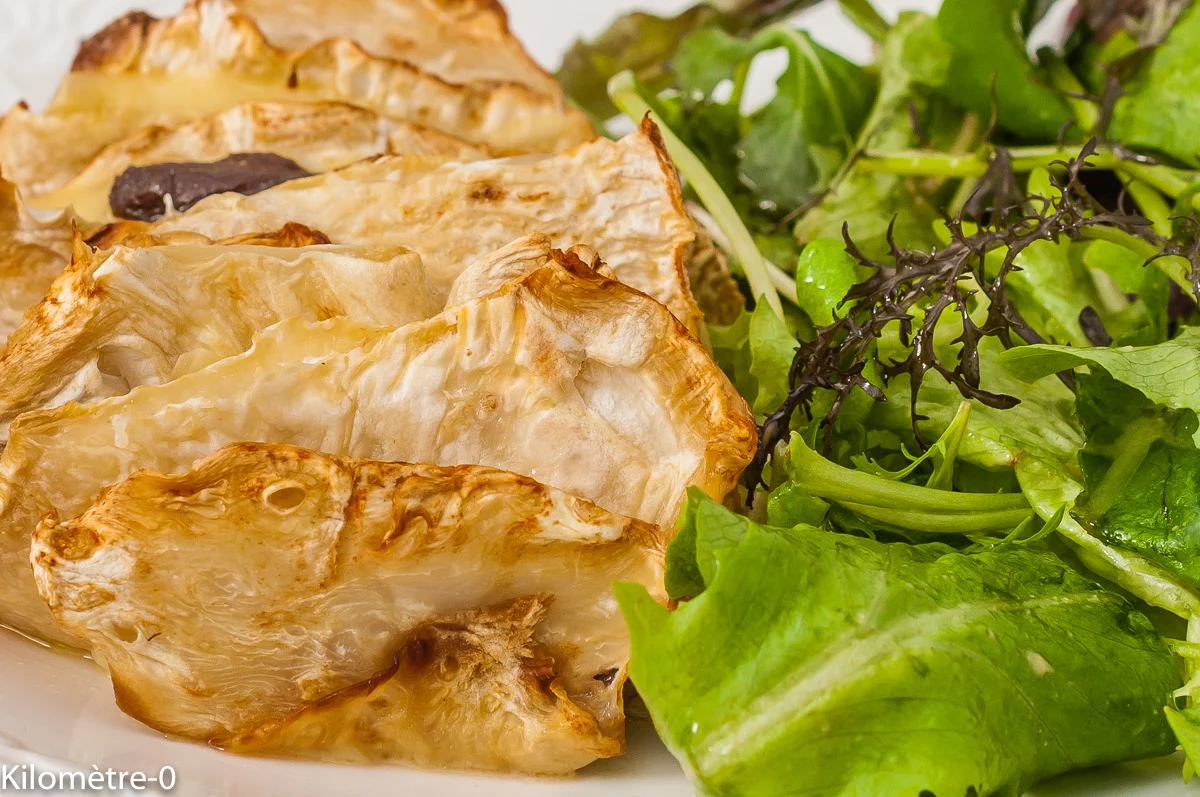 Photo de recette de Kilomètre-0, millefeuilles, gratin, hasselback, céleri, magret, canard, fromage à raclette, légumes, hiver, blog de cuisine réalisée à partir de produits de saison et issus de circuits courts
