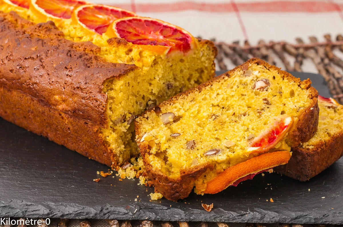 Photo de recette de gâteau du matin, cake, gâteau, amandes, orange, farine de pois chiche, sans gluten, bio, Kilomètre-0, blog de cuisine réalisée à partir de produits de saison et issus de circuits courts