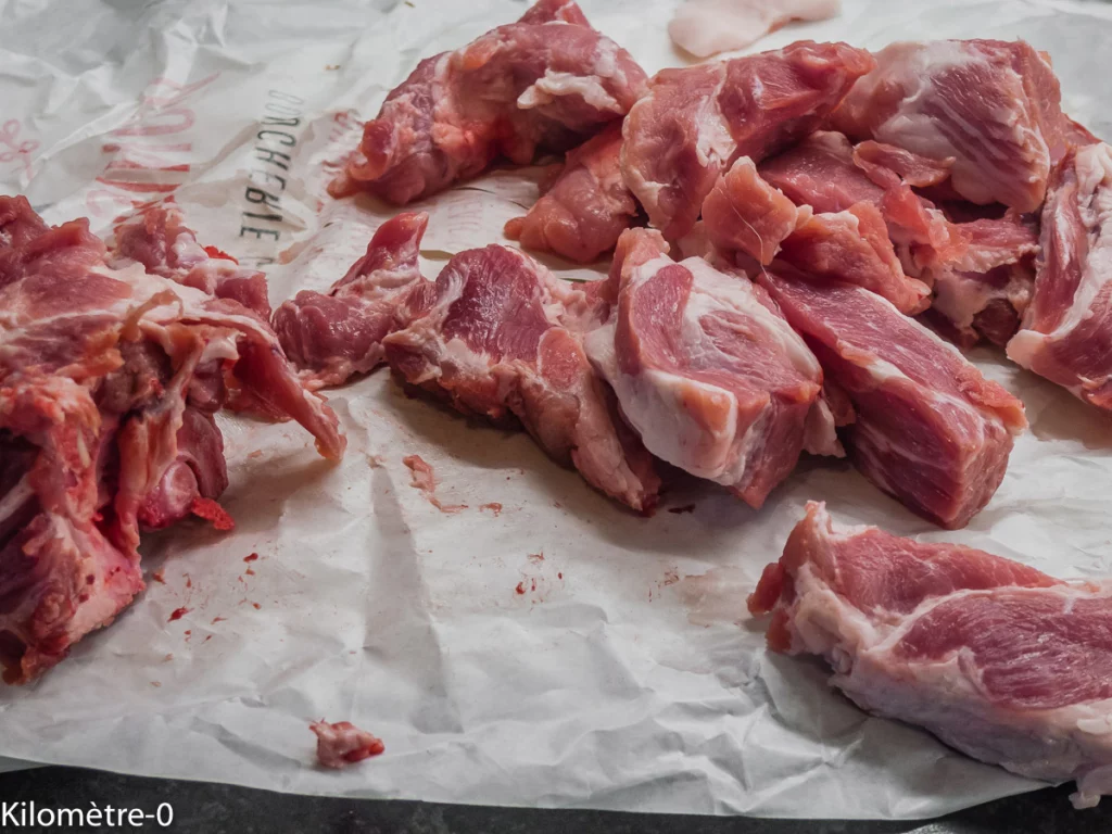 Échine de porc à la crème de kiwis et patates douces - Étape 1