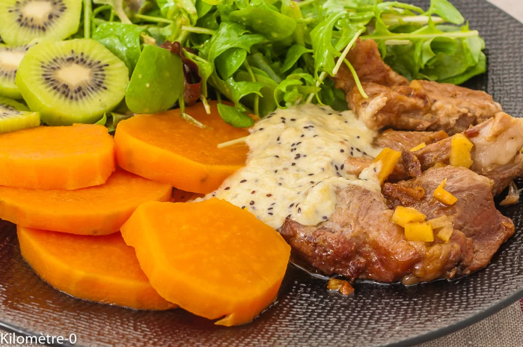 Échine de porc à la crème de kiwis et patates douces - Étape 11