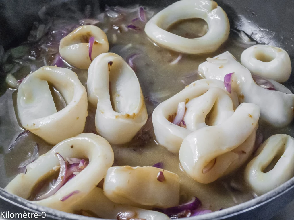 Anneaux de calamars aux haricots rouges - Étape 6