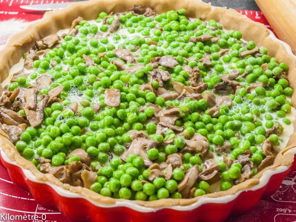 Quiche aux cèpes et petits pois - Étape 6