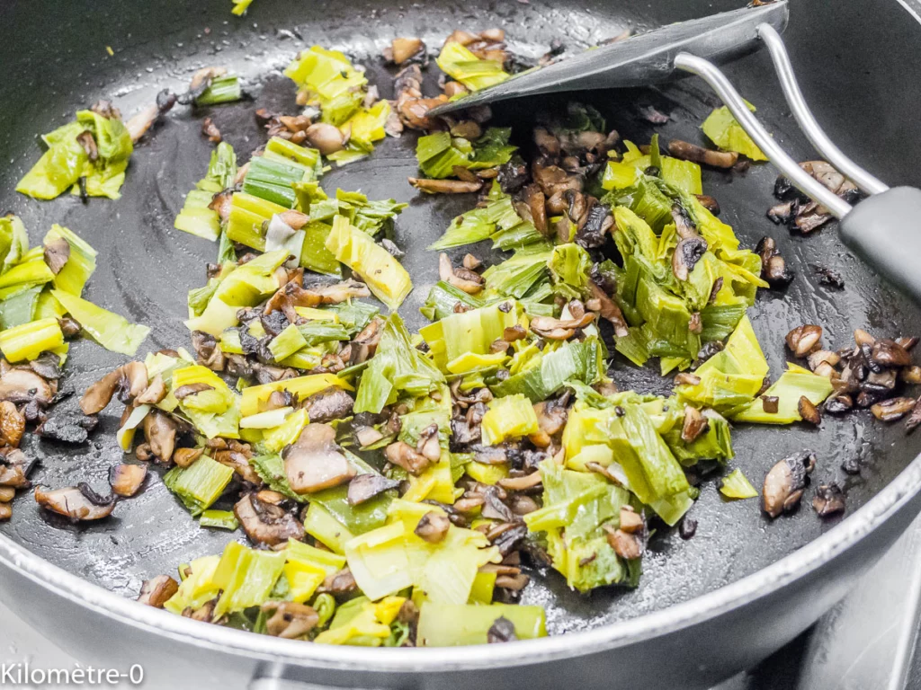 Briks aux poireaux et champignons - Étape 3