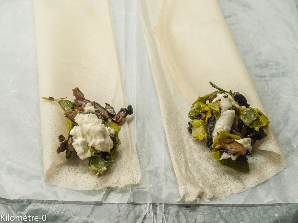 Briks aux poireaux et champignons - Étape 5