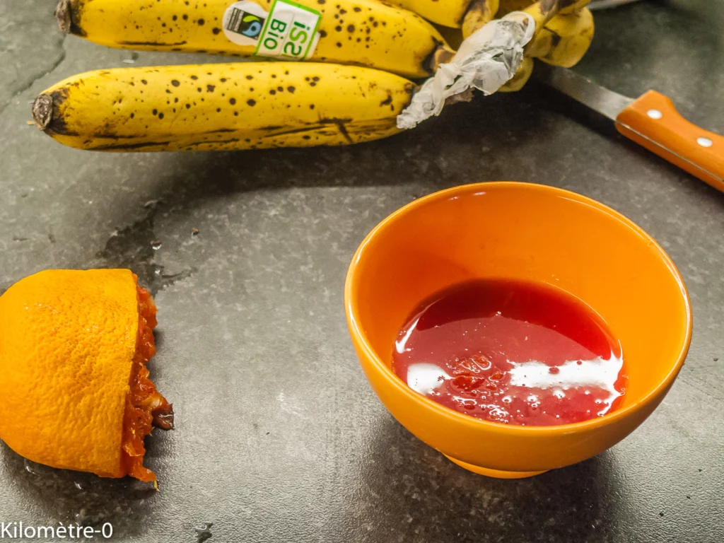 Gâteau du matin banane, orange et chocolat - Étape 1