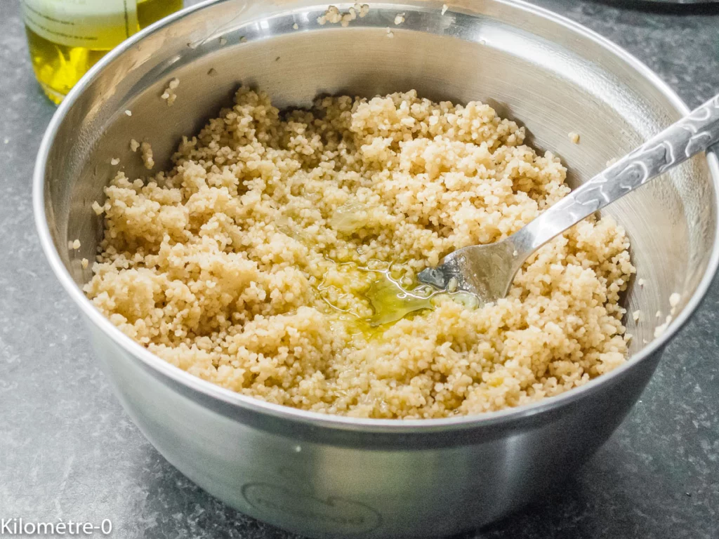 Œufs au chorizo, semoule aux fèves et petits pois - Étape 6