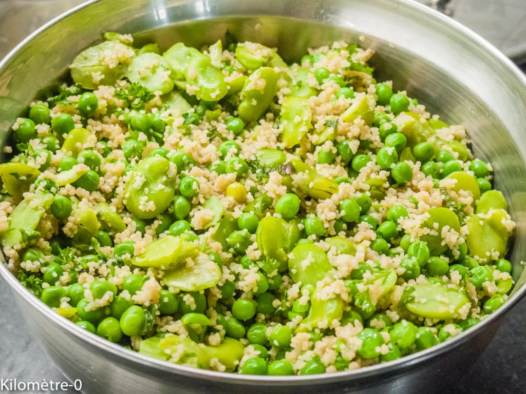 Œufs au chorizo, semoule aux fèves et petits pois - Étape 8