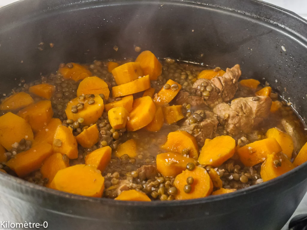 Échine de porc aux lentilles et patates douces - Étape 7