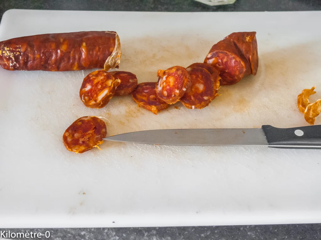 Œufs au chorizo, semoule aux fèves et petits pois - Étape 9