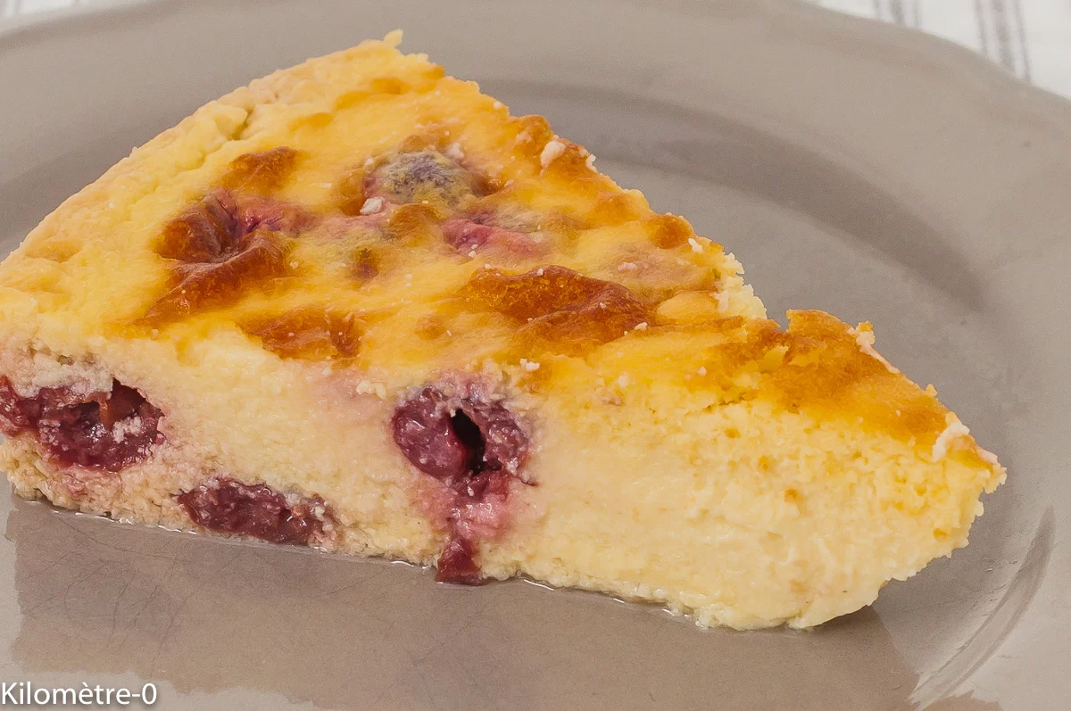 Photo de recette de flan pâtissier, griottes, cerises, facile, noix de coco, dessert, gâteau, gâteau fromager, bio, Kilomètre-0, blog de cuisine réalisée à partir de produits de saison et issus de circuits courts