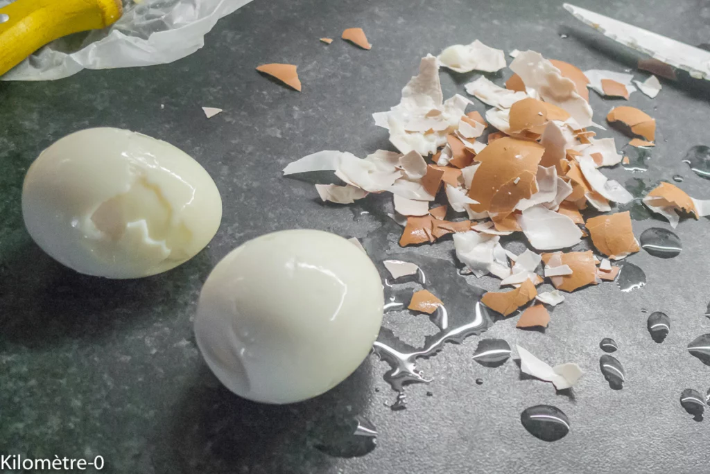 Salade de haricots verts au bar, olives et oeufs - Étape 3