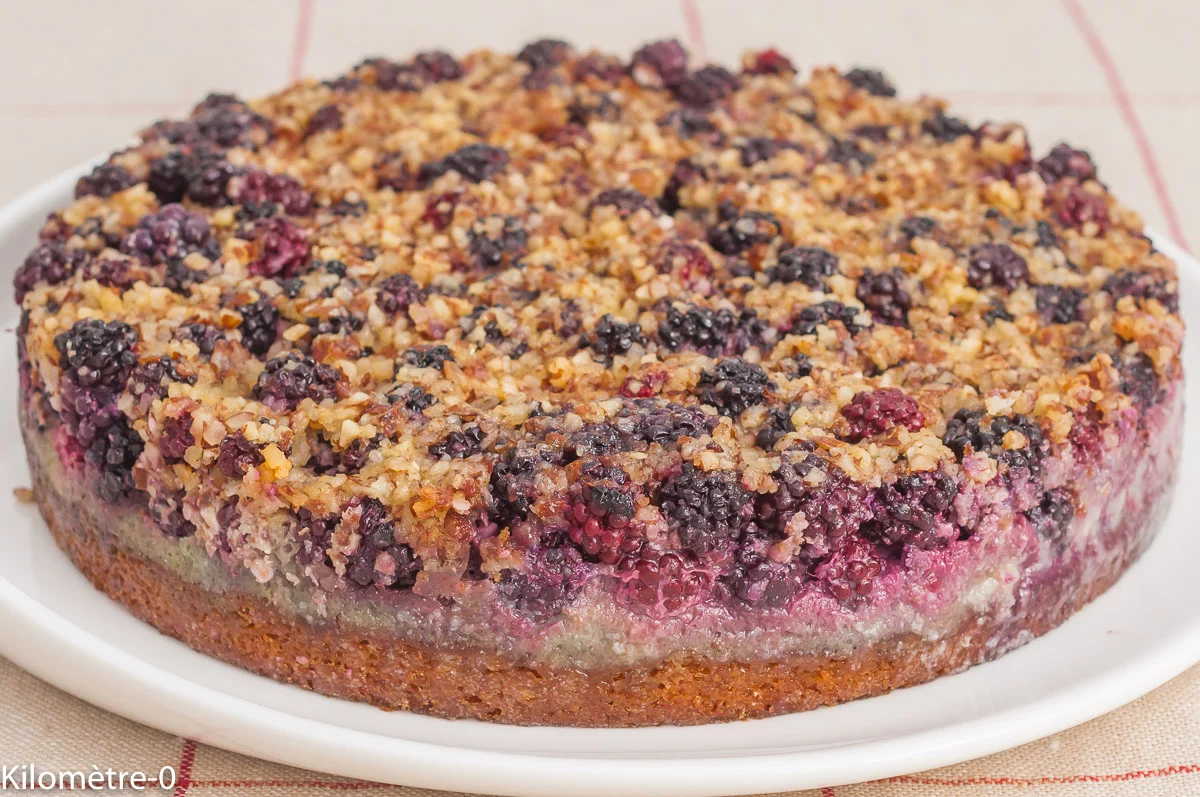 Photo de recette de gâteau, dessert, fruits rouges, mûres, facile, gourmand, Paul Bocuse Kilomètre-0, blog de cuisine réalisée à partir de produits de saison et issus de circuits courts