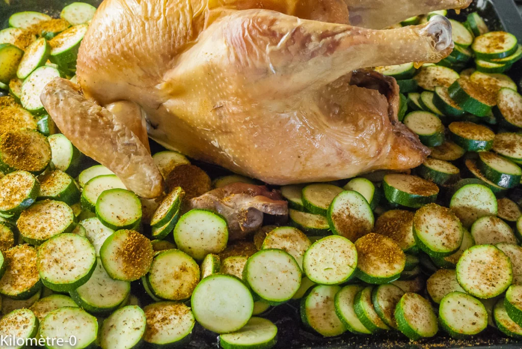 Poulet rôti, courgettes aux épices, châtaignes et cèpes aux poivrons - Étape 7