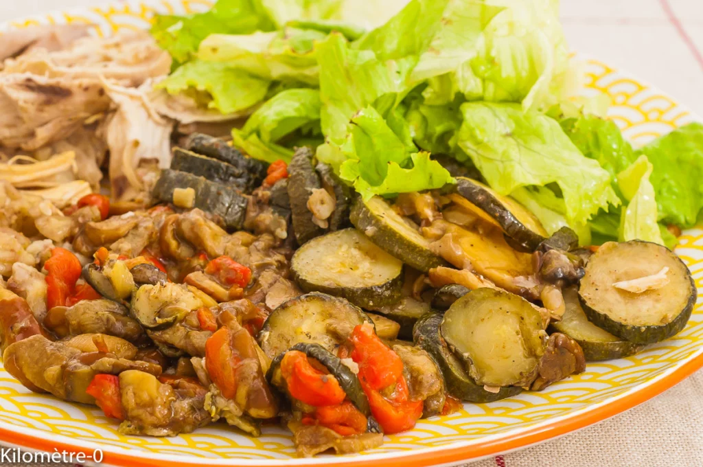 Poulet rôti, courgettes aux épices, châtaignes et cèpes aux poivrons - Étape 8